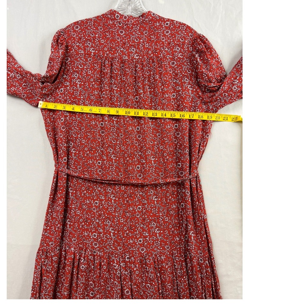 Max Studio Maxi Dress Womens Large Red Floral Tiered Button Front Boho NEW - Picture 7 of 12